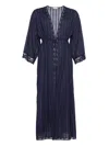 Eres Lactée Lace-trim Maxi Robe In Blue