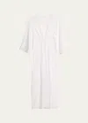 Eres Lactee Striped Lace-trim Cotton Robe In Blanc