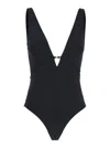 Eres Lagon Black Swimsuit With V Neck And Front Tie Closure In Tech Fabric Stretch Woman In Black