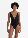Eres Lagon Embellished Open-back Swimsuit In Black