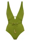 Eres V-neckline Swimsuit With Waist Tie Detail In Green