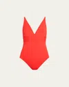 Eres Larcin V-neck Swimsuit In Ecarlate 24h