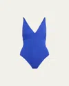 Eres Asia Low-back Roundneck One-piece Swimsuit In Indigo