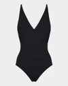 Eres Larcin Deep V Triangle One-piece Swimsuit In Noir