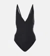 Eres Lagon Black Swimsuit With V Neck And Front Tie Closure In Tech Fabric Stretch Woman In Black