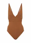 Eres Larcin Triangle One Piece Swimsuit Caramelo In Brown