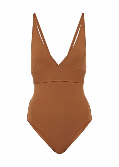 Eres Larcin Triangle One Piece Swimsuit Caramelo In Brown