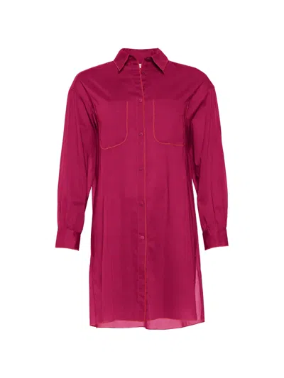 Eres Lighthouse Contrast-trimmed Shirt In Red