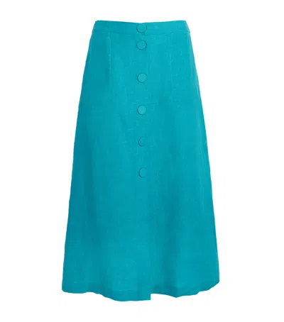 Eres Linen Amusante Midi Skirt In Blue