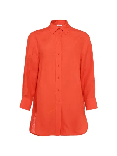 Eres Linen Button-front Shirt In Brown