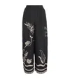 Eres Mermaid Octopus Embroidered Linen Wide-leg Pants