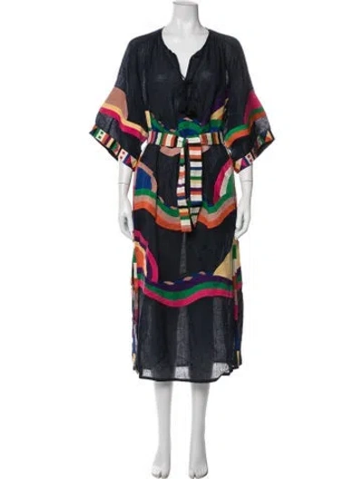 Pre-owned Eres Linen Long Dress In Blue