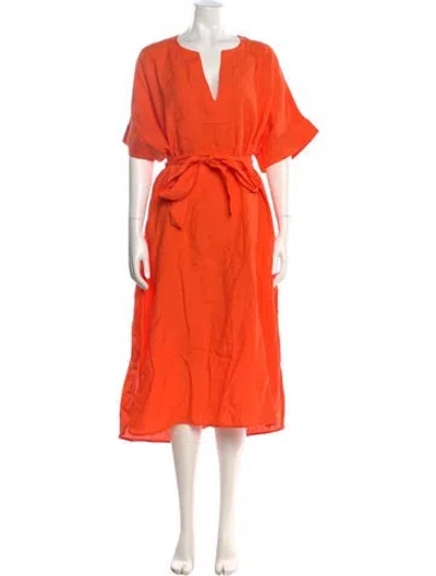Pre-owned Eres Linen Long Dress In Orange