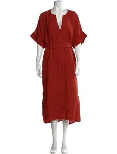 Pre-owned Eres Linen Long Dress In Orange