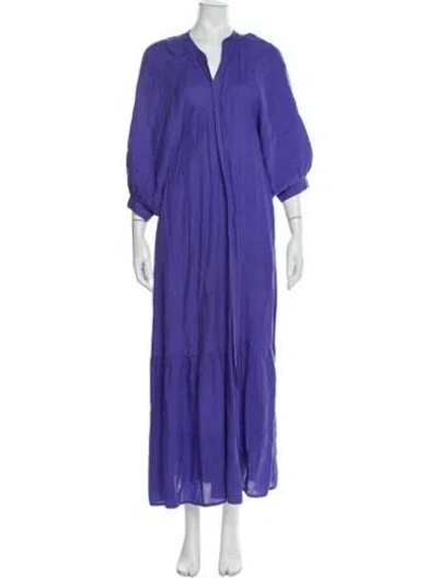 Pre-owned Eres Linen Long Dress In Purple