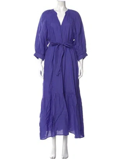 Pre-owned Eres Linen Long Dress In Purple