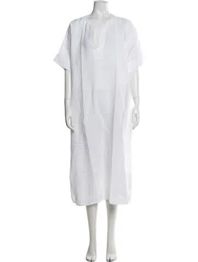 Pre-owned Eres Linen Long Dress In White
