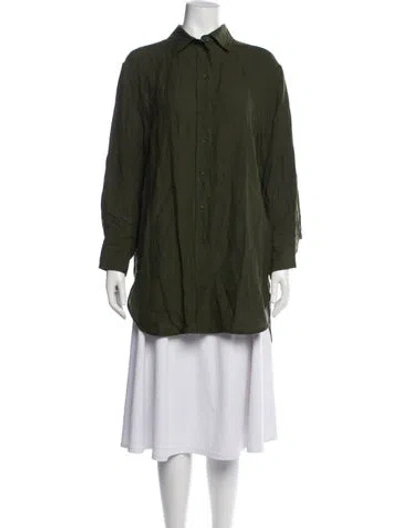 Pre-owned Eres Linen Long Sleeve Button-up Top In Green