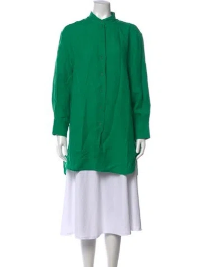 Pre-owned Eres Linen Long Sleeve Button-up Top In Green