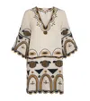 Eres Medaillon Embroidered Linen-gauze Mini Dress In Neutral