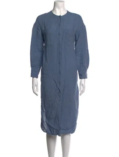 Pre-owned Eres Linen Midi Length Dress In Blue