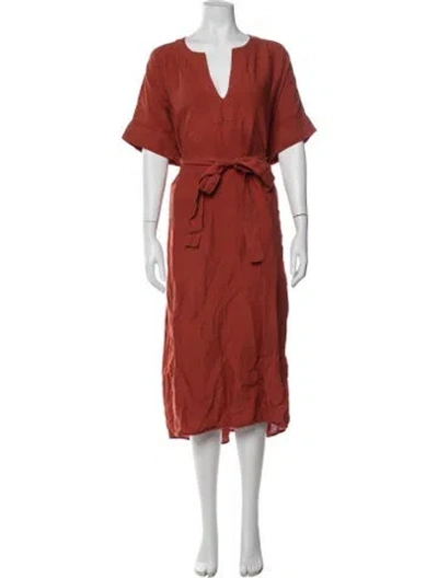 Pre-owned Eres Linen Midi Length Dress In Orange