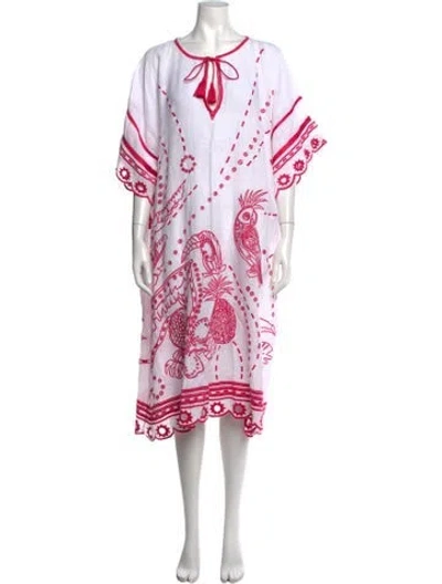 Pre-owned Eres Linen Midi Length Dress In Pink