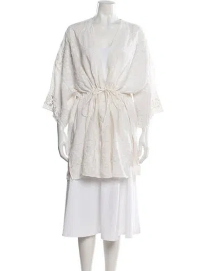 Pre-owned Eres Linen Patterned Sweater In White