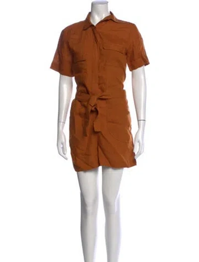 Pre-owned Eres Linen Romper In Brown/orange