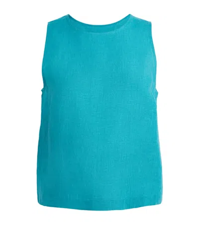 Eres Linen Sleeveless Ravie Blouse In Blue