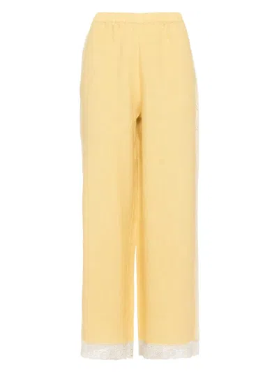 Eres Linen Trousers In 黄色
