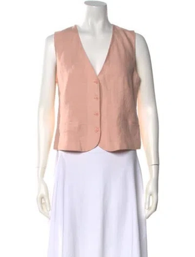 Pre-owned Eres Linen V-neck Top W/ Tags In Pink