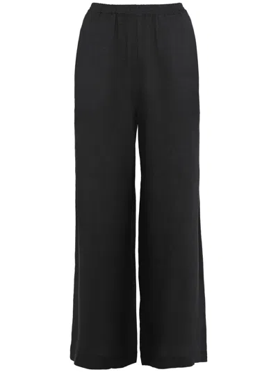 Eres Linen Wide-leg Trousers In Black