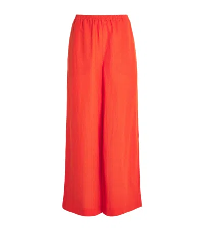 Eres Linen Wide-leg Trousers In Red