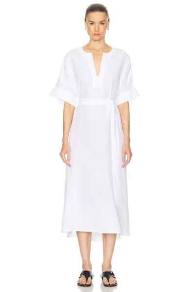 Eres Linen Bibi Kaftan Dress In Blanc