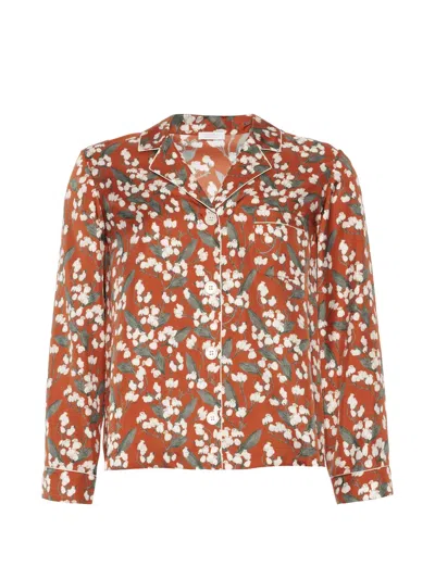 Eres Lisière Floral-print Silk Pajama Shirt In Multi