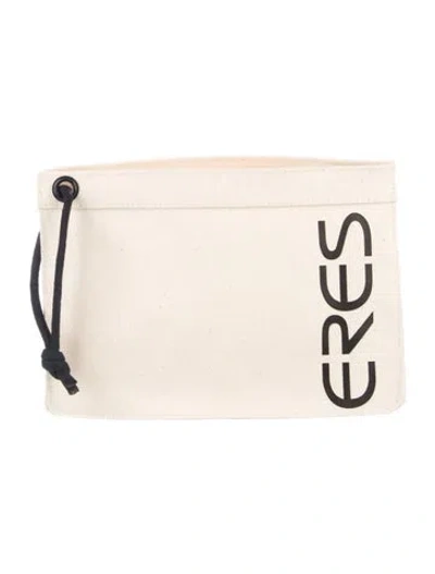 Pre-owned Eres Logo Accent Magnetic Closure Cosmetic Bag In Black/neutrals