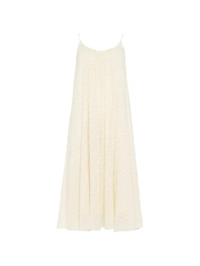 Eres Confidentielle Silk And Cotton Midi Dress In Gray