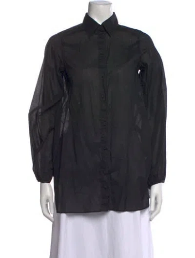 Pre-owned Eres Long Sleeve Button-up Top In Grey