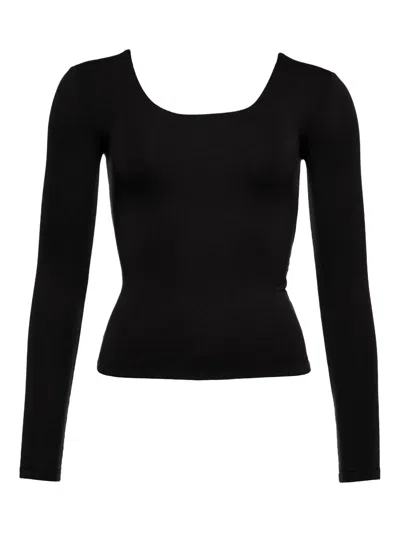 Eres Long-sleeve Twist-back Top In Black