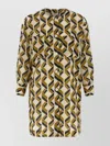 Eres Longline Dress Geometric Cuffed Sleeves In Multi