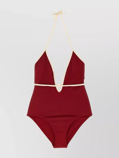 Eres Reinette Loulou Belted Halterneck Swimsuit In Red