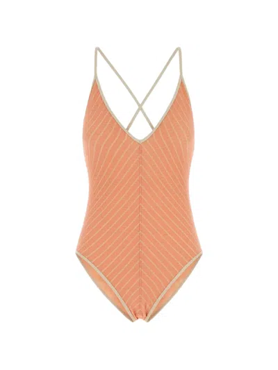 Eres Lounge Chevron-knit Swimsuit In Red