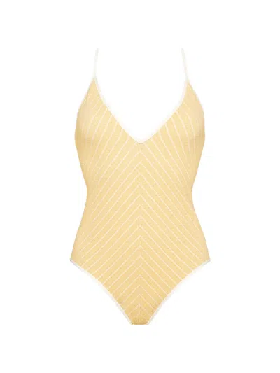 Eres Lounge V-neckline Cross-back Swimsuit In Yellow