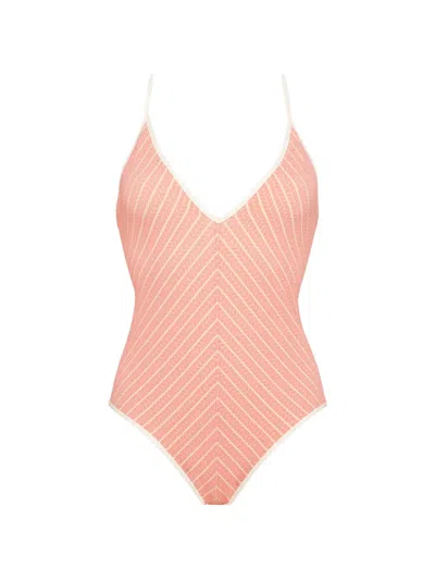 Eres Lounge V-neckline Striped Swimsuit In Pink