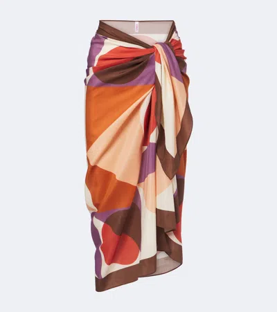 Eres Luisa Printed Cotton And Silk Beach Cover-up In Multi