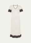 Eres Luna Pointelle-knit Dress In Ecru Rayure Nuit