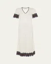 Eres Luna Pointelle-knit Dress In Ecru  Rayure Nuit