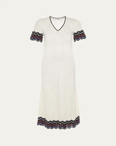Eres Luna Chevron Striped Knit Maxi Dress In White