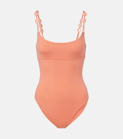 Eres Lynda Stretch Nylon Swimsuit Scoop Neckline In Orange